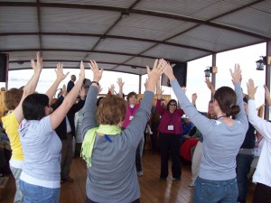 More dancing on board the boat on the Sea of Galilee