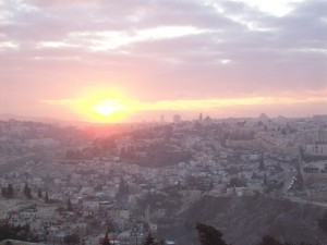 Sunset over Jerusalem as seen from the Mount of Olives